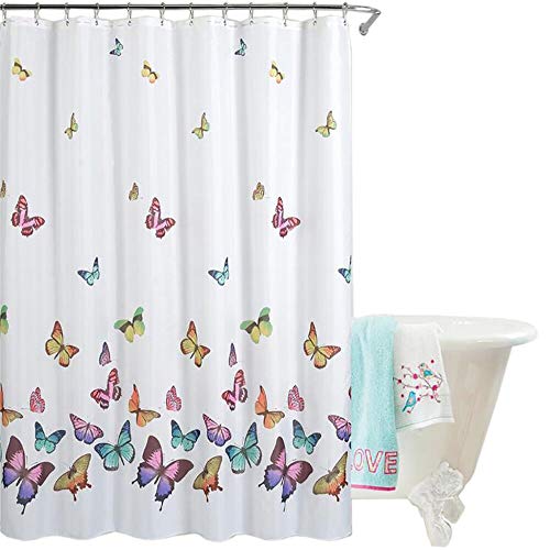 Duschvorhang Anti-bakterieller Textil Duschvorhang aus Stoff Wasserdichter Duschvorhang in der Größe 180 cm x 180 cm Polyester von Chrasy