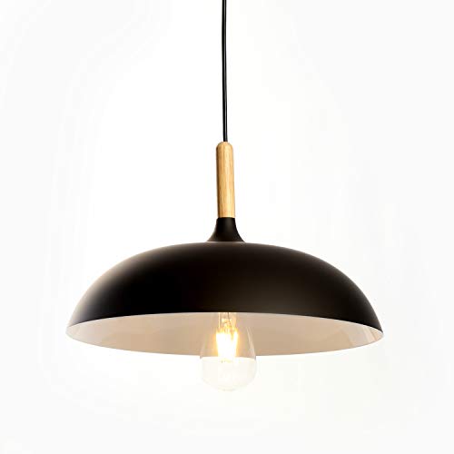E27 Modern LED Pendelleuchte Hängeleuchte Loft Pendelleuchte Lampenschirm Stilvollen Pendelleuchte Hängelampe Industrie Deckenlampe Φ35cm(Schwarz) von Chrasy