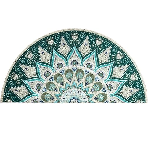 Chrasy Europäischer Stil Halbrunde Form Halbkreis Einfachheit 40 x 80 cm rutschfeste Fußmatte PVC Material für Haustür, leicht zu reinigen, Grün von Chrasy