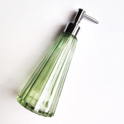 Glasseifenspender Seifenspender aus Glas 300ml Flüssigseifenspender Glasspender mit Edelstahlpumpe Handwaschflüssigkeit für Geschirrspülmittel, ätherisches Öl,Shampoo (Grün) von Chrasy