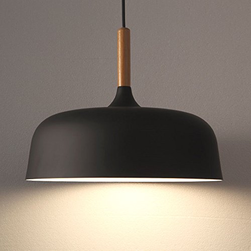Modern Pendelleuchte Lampenschirm Wohnzimmer Schlafzimmer LED Hängeleuchte Metall Pendelleuchte Hängeleuchte 1x E27 max. 60W, Ø 32 cm (Schwarz) von Chrasy