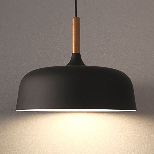 Chrasy Modern Pendelleuchte Lampenschirm Wohnzimmer Schlafzimmer LED Hängeleuchte Metall Pendelleuchte Hängeleuchte 1x E27 max. 60W, Ø 32 cm (Schwarz) von Chrasy