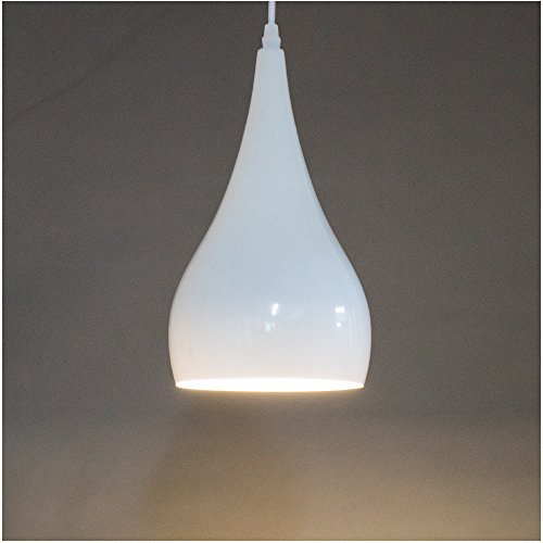 Modern Simplicity Küchen Pendelleuchte Loft Metall Optik Hängeleuchte Lampenschirm E27 Fassung Ø16cm (Weiß) von Chrasy