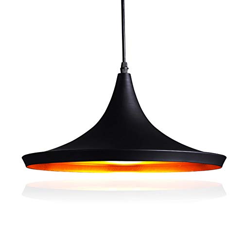 Moderne Industriel Beleuchtung Metall Schatten Loft Pendelleuchte Retro Deckenleuchte Vintage Lampenschirme Retro Küchenhänge Pendelleuchte E27(außen Schwarz Innen Gold) von Chrasy