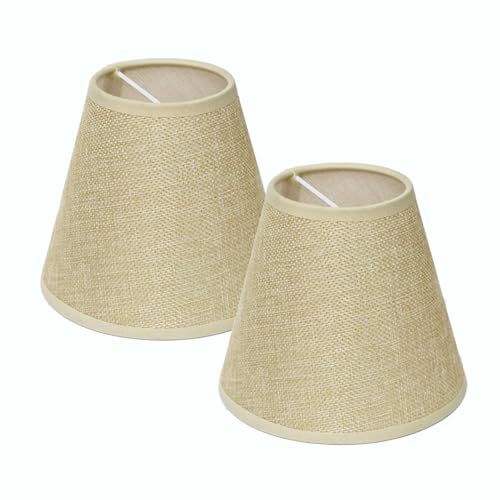 Moderne kleine Lampenschirme 2er-Set für Kerzenlampen Lampenschirm Clip On Glockenlampenschirme, die an der Glühbirne Befestigt werden für Hängelampe Tischlampe (Beige) von Chrasy