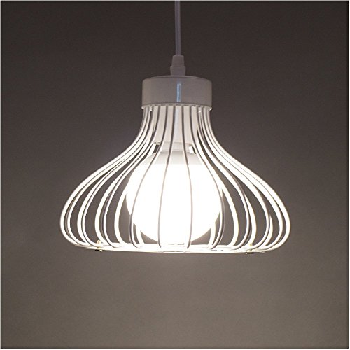 Chrasy Retro Metall Pendelleuchte Hängeleuchte Käfig Vintage Industrie Deckenlampe Antike Cage Deckenluechte E27 Edison Kronleuchter Deckenbeleuchtun(Weiß) von Chrasy