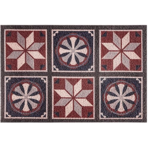 Rutschfeste Eingangsmatte Europäischer Stil Fußmatte außen Kokosnuss mit Muster Effektive Schmutzfangmatte Haustürmatte PVC-Material Schabermatten für Haustür, leicht zu reinigen - 40 x 80 cm (B) von Chrasy