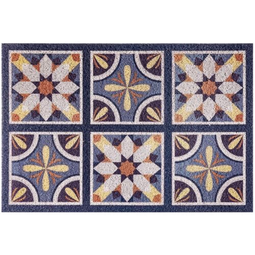 Rutschfeste Eingangsmatte Europäischer Stil Fußmatte außen Kokosnuss mit Muster Effektive Schmutzfangmatte Haustürmatte PVC-Material Schabermatten für Haustür, leicht zu reinigen - 40 x 80 cm (C) von Chrasy