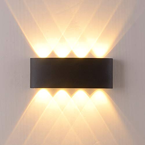 Chrasy Wandleuchte Innen LED 8W Wandbeleuchtung Wandlampe Warmweiß Led Up Down Design 3000K Warmweiß Wandlampe für Schlafzimmer Wohnzimmer Bad Flur Treppen von Chrasy