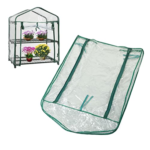 Chrees Gewächshaus-Ersatzabdeckung Transparentes PVC 69 X 49 X 92 cm Mini-Pflanzenabdeckung 2-stöckige Regale von Chrees