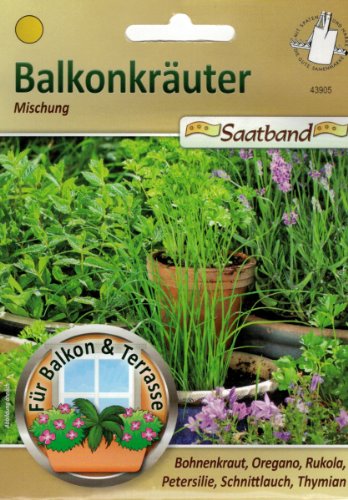 Balkonkräuter Saatband für Balkon & Terrasse Bohnenkraut Oregano Rukola Petersilie Schnittlauch Thymian Kräuter 43905 von N.L. Chrestensen