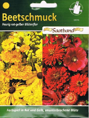 Beetschmuck Feurig rot-gelber Blütenflor Saatband Blumen Blumenmischung von Chrestensen