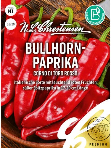 Paprika Samen Corno di Toro Rosso, Premium Saatgut direkt vom Hersteller von Chrestensen