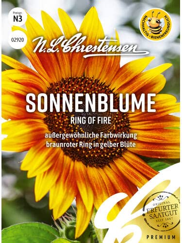 Sonnenblume Ring of Fire Samen, Packungsgröße N3, Portion Saatgut von Chrestensen
