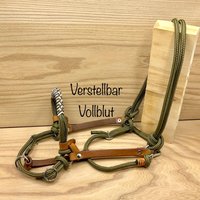 Halfter Größe Vollblut | Cob Verstellbar Aus Seil in Oliv Mit Zopfmuster Zum Reiten, Bodenarbeit Und Führen von ChriStallHalfter