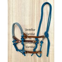 Halfter Größe Warmblut | Full Bis Großes Verstellbar Aus Seil in Aqua Zum Reiten, Bodenarbeit Und Führen von ChriStallHalfter