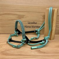 Sidepull-Halfter Größe Kleines Warmblut | Cob Bis Full Verstellbar Sonderfarbe Mint, | Feineres Seil Zum Reiten, Bodenarbeit Und Führen von ChriStallHalfter