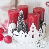 Adventskranz Tablett Häuser von ChriSueMuenster