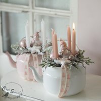 Adventskranz Weihnachtsdeko Schneemann Teekanne von ChriSueMuenster