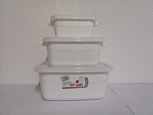 Chriluka TOP MICROFRESH 3 TLG Mikrowellen-Topfset Aufbewahrungs/Gefrierdosen eckig weiß von Chriluka