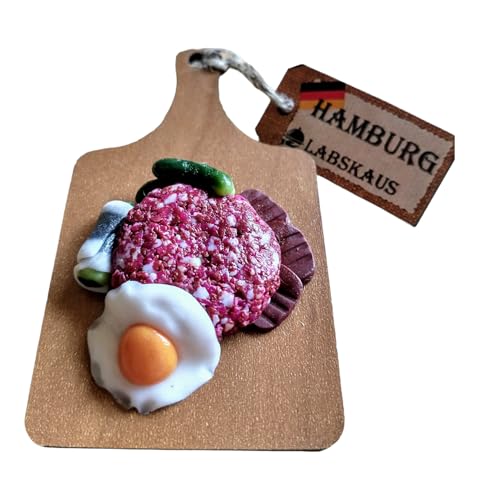 Van DER ELV-Küchenmagnet, Hamburger Fischbrötchen, wie echt, Immer EIN Unikat, super witzig, 100% Handarbeit, Kühlschrank Souvenir, Geschenk, (Labskaus-Rot) von Chris van der Elv