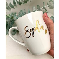 Große Tasse Mit Goldenem Namen Und Herz, Namenstasse Personalisiert Individualisiert, Geschenkidee von ChrisCaArt