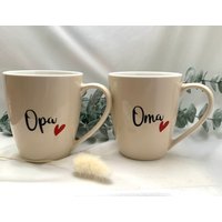 Tassenset Für Oma Und/ Oder Opa Mit Herz, Cremefarben von ChrisCaArt