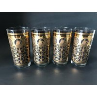 1965 Libbey Prudential Insurance 90. Jahrestag 12 Oz Schwarz Und Gold Mit Ihrem Rock Of Gibraltar Logo - Set Von 4 von ChrisandTine