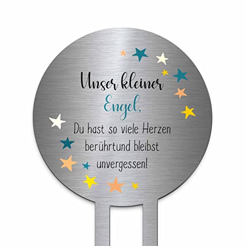 Edelstahl Grabstecker - Blumenstecker - Gartenstecker | Personalisierte Metall Grabdekoration Grabschmuck wetterfest | Friedhof Grab Deko für Grab Urnengrab (Festes Design) von CHRISCK design