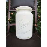Deko Glas Aus Einem Altem Weckglas/Einmachglas Mit Deckel Im Shabby Chic Gestaltet - 1500Ml~ Altweiss Matt Nr. Wiva017 von ChrissysAtelier