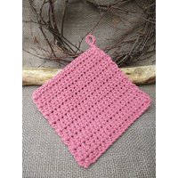 Design Topflappen Küchenhelfer Untersetzer Gehäkelt Aus Flechtkordel Modern Recycelte Baumwolle Zero Waste Farbe Rosa Nr.getoun001 von ChrissysAtelier