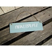Kleines Holz-Schild Ankerplatz in Blau-Weiss-Türschild Handbeschriftet Nr.hos036 von ChrissysAtelier