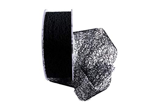 Christa-Bänder Gitterband Floral schwarz 40mm ohne Draht von Christa-Bänder