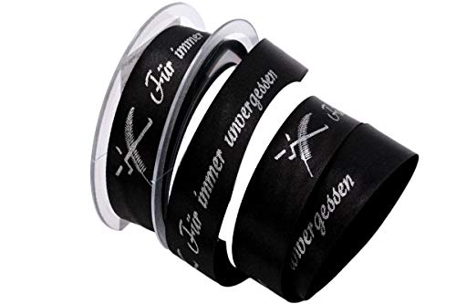 Christa-Bänder Trauerband Für immer unvergessen schwarz 25mm ohne Draht von Christa-Bänder