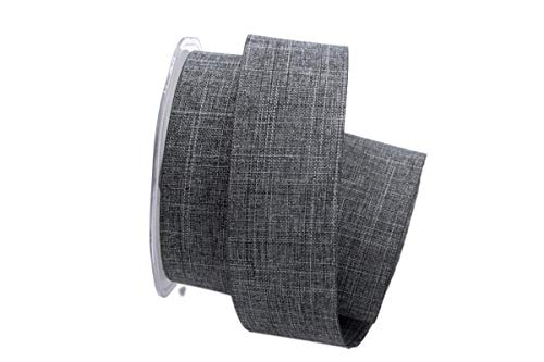 Christa-Bänder Uniband Leinenoptik grau/anthrazit 40mm ohne Draht von Christa-Bänder