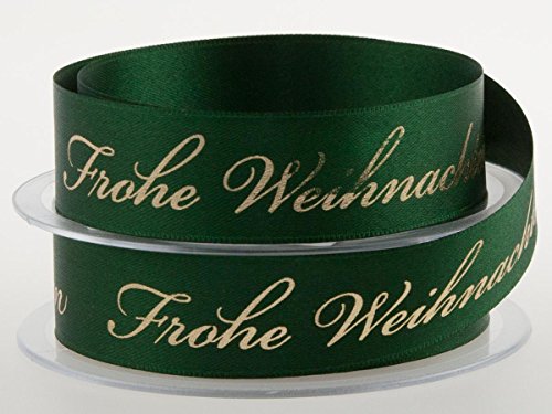 Christa-Bänder Weihnachtsband Frohe Weihnachten Grün 25 mm ohne Draht von Christa-Bänder