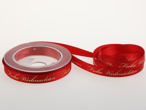 Christa-Bänder Weihnachtsband Frohe Weihnachten Rot 15 mm ohne Draht von Christa-Bänder