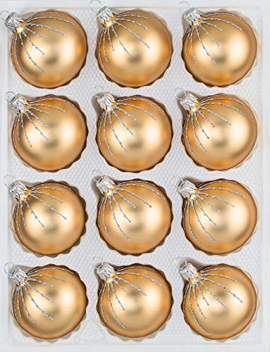 12 TLG. Glas-Weihnachtskugeln Set in Classic Gold Silber Regen - Christbaumkugeln - Weihnachtsschmuck-Christbaumschmuck von Christbaumkugeln-24.de