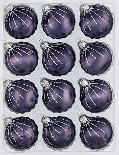 12 TLG. Glas-Weihnachtskugeln Set in 'Ice Graphit Silber' Regen - Christbaumkugeln - Weihnachtsschmuck-Christbaumschmuck von Christbaumkugeln-24.de