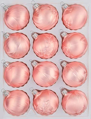 12 TLG. Glas-Weihnachtskugeln Set in 'Ice Rosa' Eislack - Christbaumkugeln - Weihnachtsschmuck-Christbaumschmuck von Christbaumkugeln-24.de