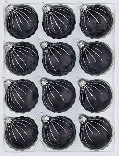 12 TLG. Glas-Weihnachtskugeln Set in 'Ice Schwarz Silber' Regen - Christbaumkugeln - Weihnachtsschmuck-Christbaumschmuck 12 TLG. Glas-Weihnachtskugeln Set in 'Ice Schwarz Silber' Regen - Christbaumkugeln - Weihnachtsschmuck-Christbaumschmuck von Christbaumkugeln-24.de
