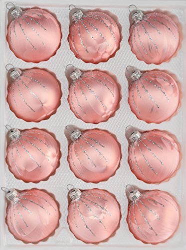 12 TLG. Glas-Weihnachtskugeln Set in Ice Rosa Silber Regen - Christbaumkugeln - Weihnachtsschmuck-Christbaumschmuck von Christbaumkugeln-24.de