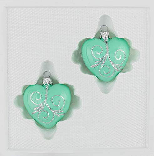 2 TLG. Glas-Herzen Set in Hochglanz Modern Mint Silberne Ornamente Neuheit - Christbaumkugeln - Weihnachtsschmuck-Christbaumschmuck 2 TLG. Glas-Herzen Set in Hochglanz Modern Mint Silberne Ornamente Neuheit - Christbaumkugeln - Weihnachtsschmuck-Christbaumschmuck von Christbaumkugeln-24.de