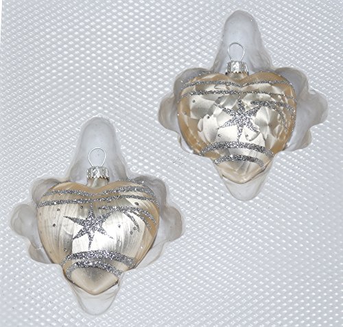 2 TLG. Glas-Herzen Set in Ice Champagner Silber Komet - Christbaumkugeln - Weihnachtsschmuck-Christbaumschmuck 2 TLG. Glas-Herzen Set in Ice Champagner Silber Komet - Christbaumkugeln - Weihnachtsschmuck-Christbaumschmuck von Christbaumkugeln-24.de