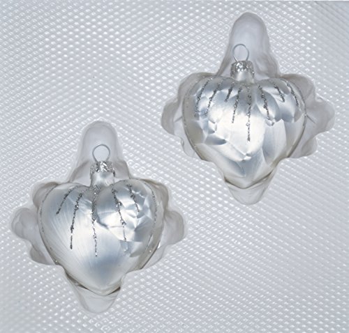 2 TLG. Glas-Herzen Set in Ice Weiss Silber Regen - Christbaumkugeln - Weihnachtsschmuck-Christbaumschmuck 2 TLG. Glas-Herzen Set in Ice Weiss Silber Regen - Christbaumkugeln - Weihnachtsschmuck-Christbaumschmuck von Christbaumkugeln-24.de