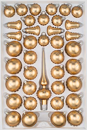 39 TLG. Glas-Weihnachtskugeln Set in 'Classic Gold Silber' Regen - Christbaumkugeln - Weihnachtsschmuck-Christbaumschmuck von Christbaumkugeln-24.de