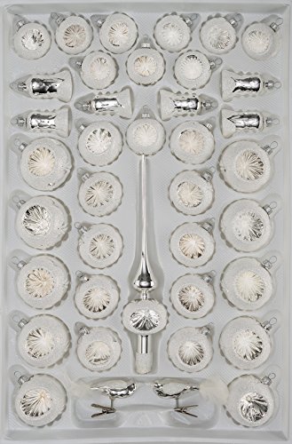 39 TLG. Glas-Weihnachtskugeln Set in Hochglanz Vintage Silver - Christbaumkugeln - Weihnachtsschmuck-Christbaumschmuck-Reflektorkugeln-Reflexkugeln-Reflector Ball NEU von Christbaumkugeln-24.de