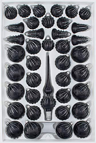 39 TLG. Glas-Weihnachtskugeln Set in 'Ice Schwarz Silber' Regen - Christbaumkugeln - Weihnachtsschmuck-Christbaumschmuck 39 TLG. Glas-Weihnachtskugeln Set in 'Ice Schwarz Silber' Regen - Christbaumkugeln - Weihnachtsschmuck-Christbaumschmuck von Christbaumkugeln-24.de