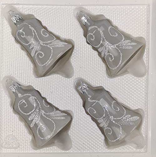 4 TLG. Glas-Glocken Set in Hochglanz Modern Grau Weisse Ornamente Edle Neuheit - Christbaumkugeln - Weihnachtsschmuck-Christbaumschmuck 4 TLG. Glas-Glocken Set in Hochglanz Modern Grau Weisse Ornamente Edle Neuheit - Christbaumkugeln - Weihnachtsschmuck-Christbaumschmuck von Christbaumkugeln-24.de