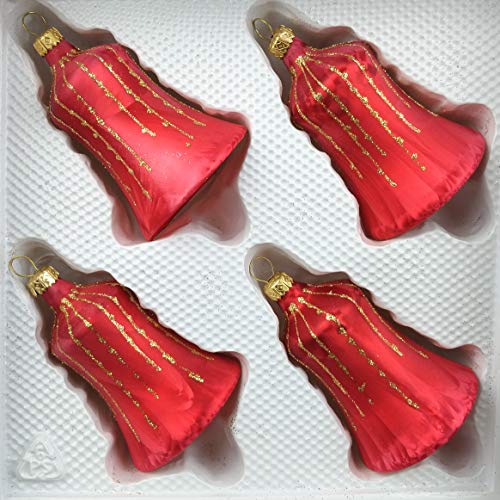 4 TLG. Glas-Glocken Set in Ice Rot Gold Regen - Christbaumkugeln - Weihnachtsschmuck-Christbaumschmuck 4 TLG. Glas-Glocken Set in Ice Rot Gold Regen - Christbaumkugeln - Weihnachtsschmuck-Christbaumschmuck von Christbaumkugeln-24.de